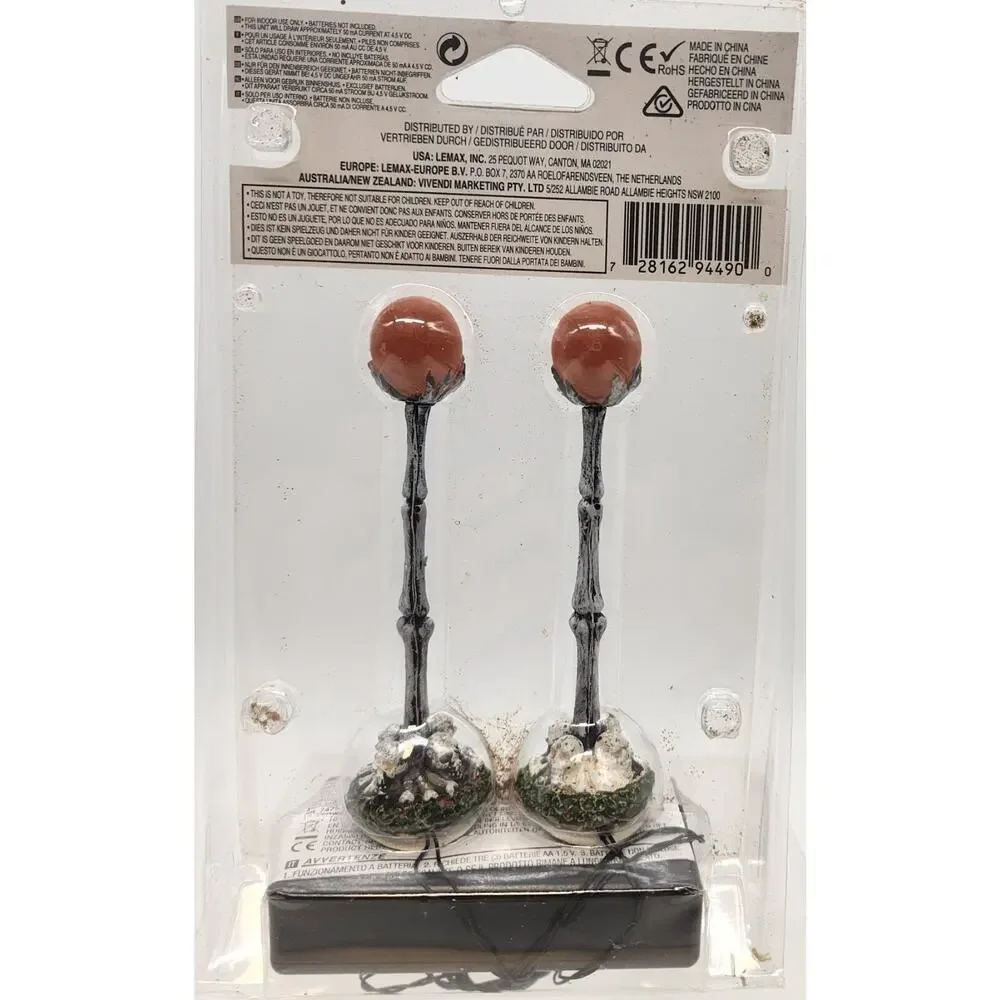 Lemax Spooky Town 2019 Lighted Lantern Bone Post Pumpkin #94490